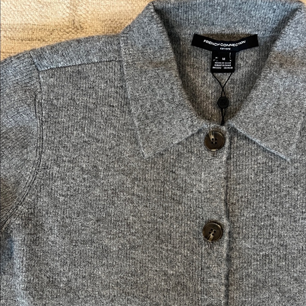 NWT! French Connection Ellie Collared Cardigan. Sz M